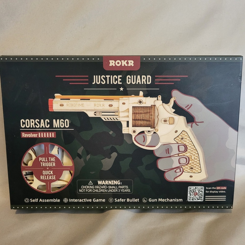 ROKR‎ Justice Guard Corsac M60 Revolver 3D Wooden Model Kit LQ401 Robotime NEW